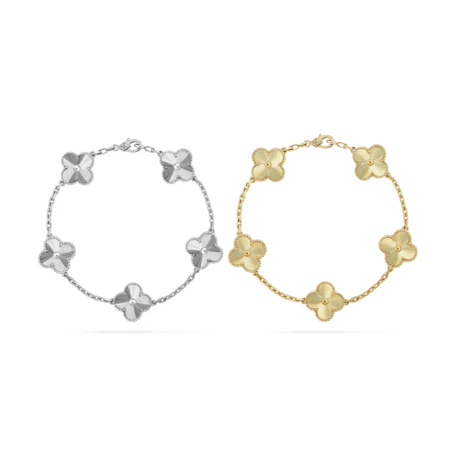 ARMBANDSSET MED LYCKOKLÖVER | SILVER + GULD