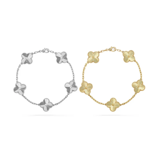 ARMBANDSSET MED LYCKOKLÖVER | SILVER + GULD